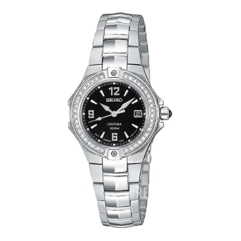 

SEIKO 100 meters waterproof Quartz Steel Strap 30mm women s watch black dial SXDA51