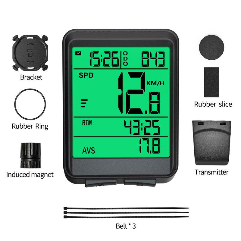 Replaceable Battery 180 Hours Ultra-Long Standby Wireless Bike Computer LCD Auto Backlight for Cycling Realtime Speed Track
