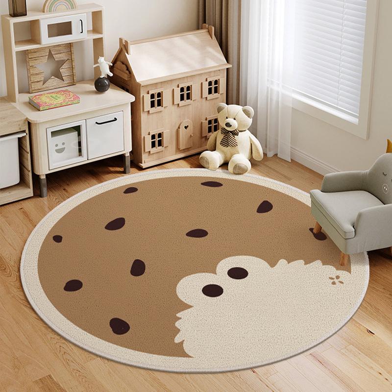 

Soft Fluffy Anti-slip Children Rugs Cute Cartoon Bedroom Carpet Round Plush Lounge Rug for Living Room 80x80CM