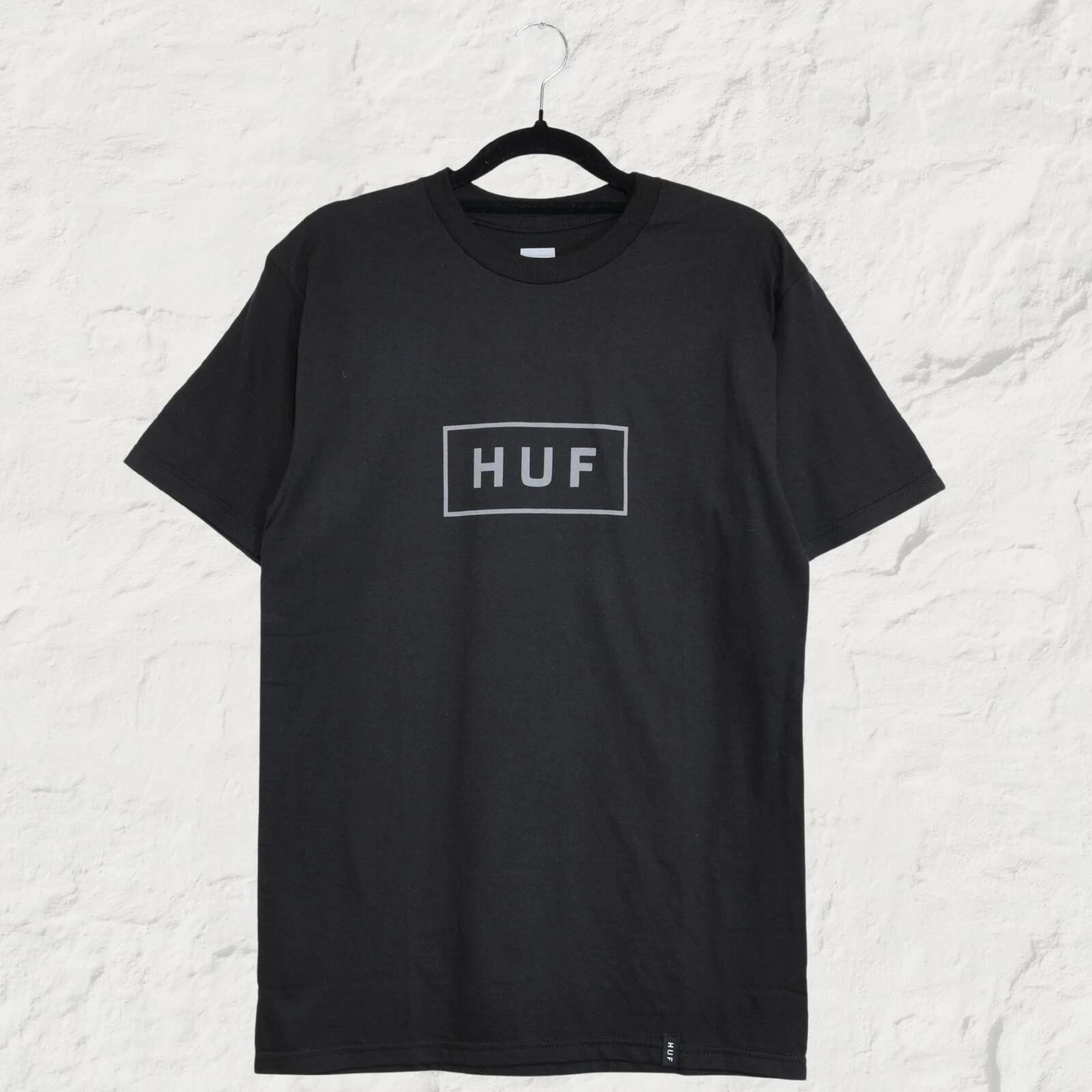 HUF Box Logo Tee Black Grey Skate Streetwear T Shirt Size S L
