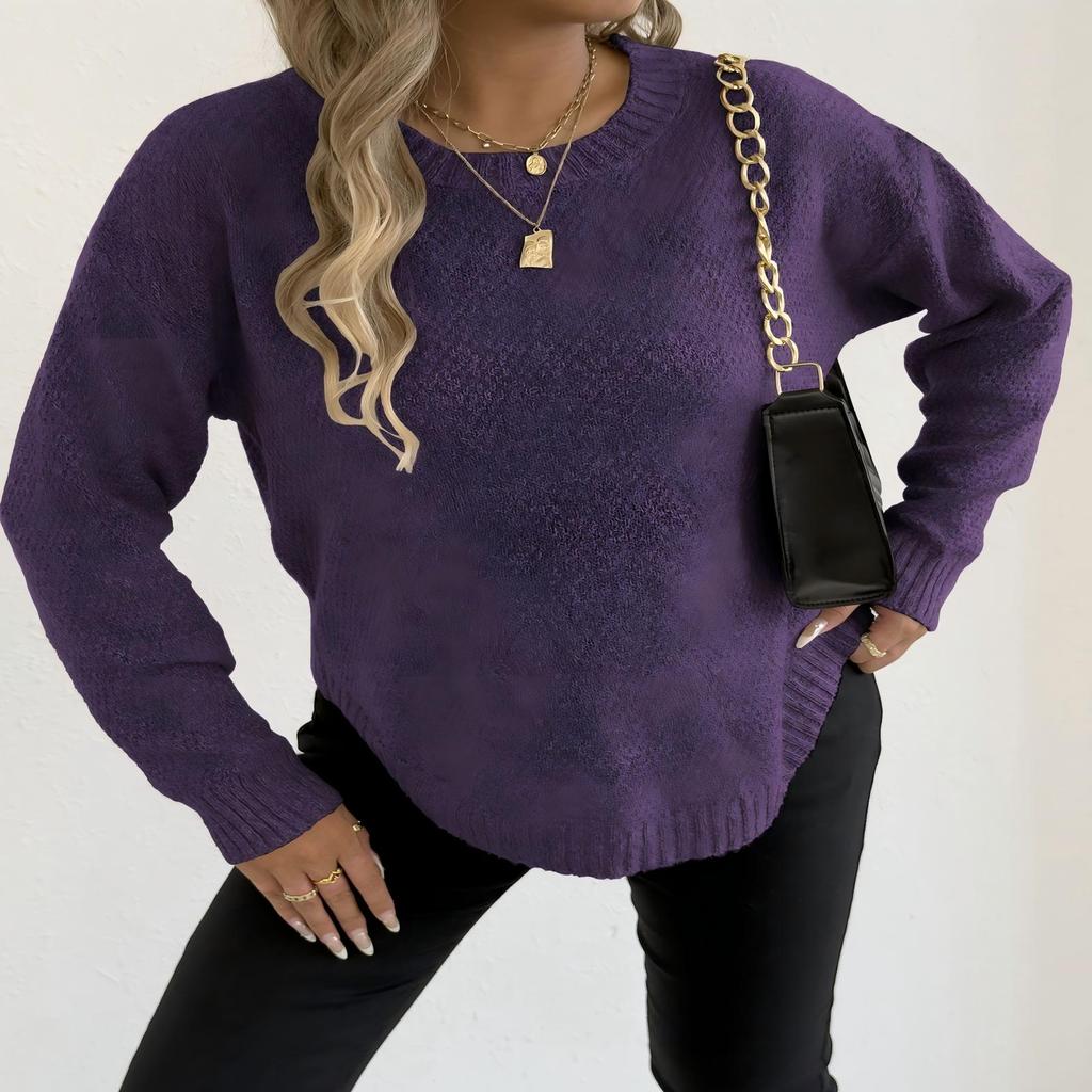 Autumn and Winter Fashion Women  Sleeve Casual Solid Ladies Tops Knitted Loose Sweaters for Female Long Sleeves Solid Color Blouses Shirt