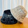 Fisherman Hat Women's Winter New Plush Thickened Warm Bucket Hat White Bow Furry Basin Hat Trendy
