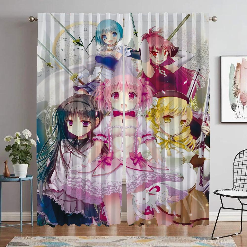Perdeler Çocuk Odası Puella Magi Madoka Magica Ev İç Mekan Perdeleri Kamera Gölgelikleri için Oturma Odası Perdesi Cadılar Bayramı Dekorasyonu