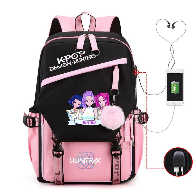Children'S Schoolbag Contrasting Colors Neutral Leisure Travel Usb Backpack Animation Printing Primary And Secondary School Students