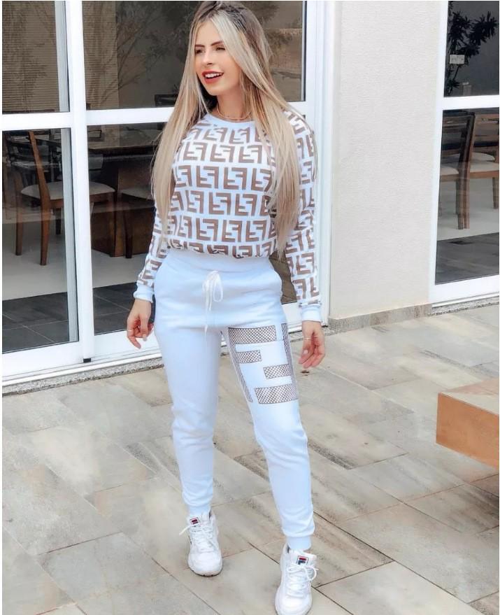 2024 Autumn Hot Style Women's Print Sweatshirt Two-Piece Set