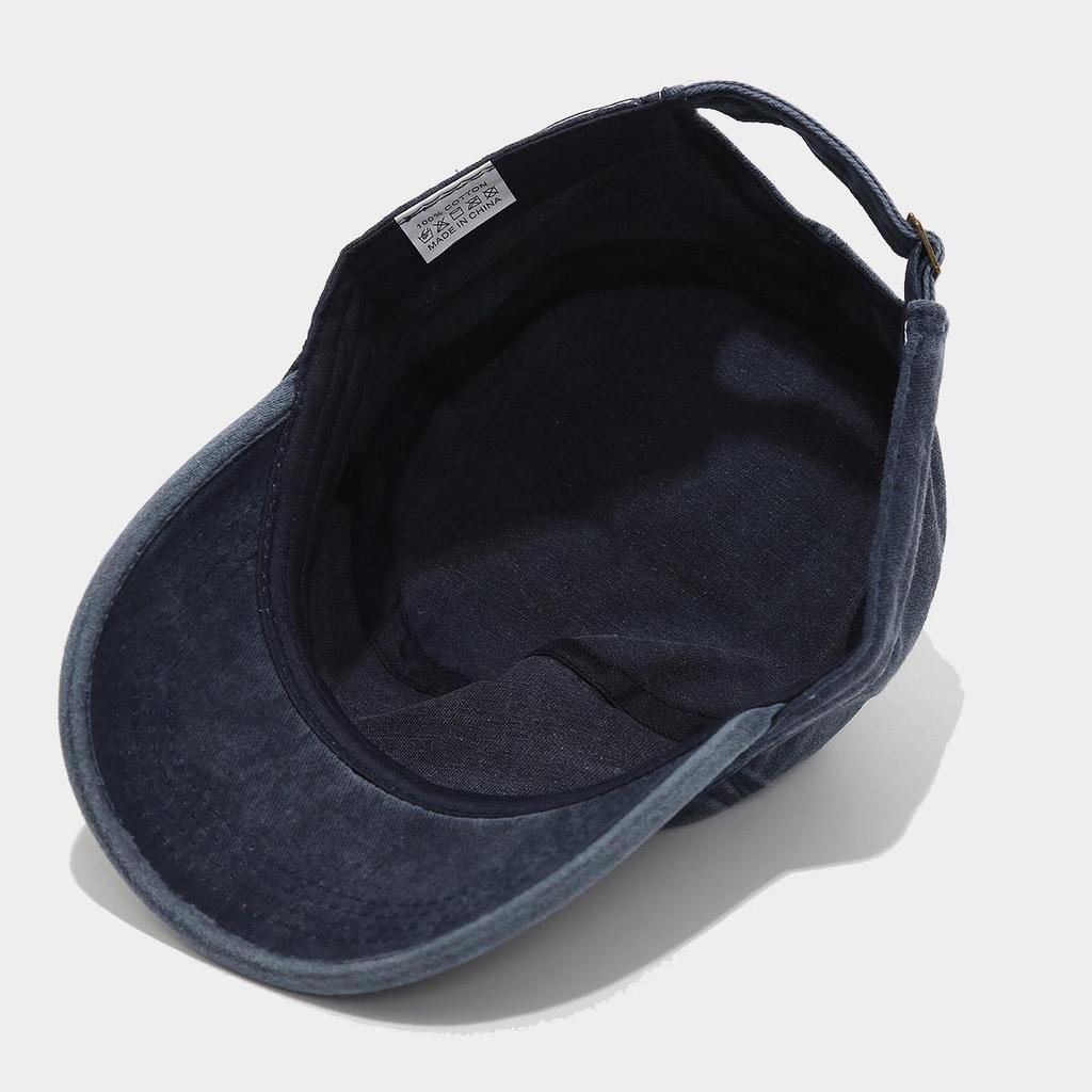 Chapeau Militaire Plat Rétro Décoloré Unisexe - Protection Solaire pour Personnes Âgées