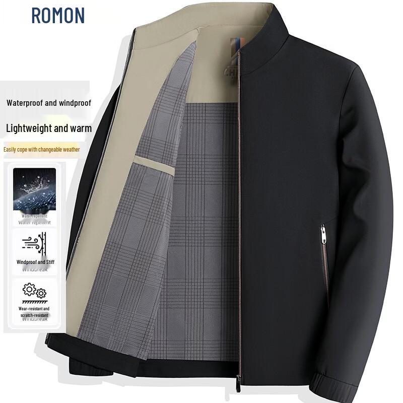 ROMON Men's Business Casual Stand Collar Jacket