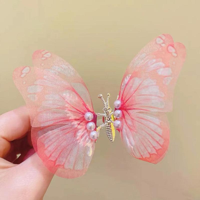 Colorful Glitter Big Butterfly Hair Clip Beautiful  Wings Pearl Hairpin For Girls Sweet Hairgrip Barrette Hair Accessories