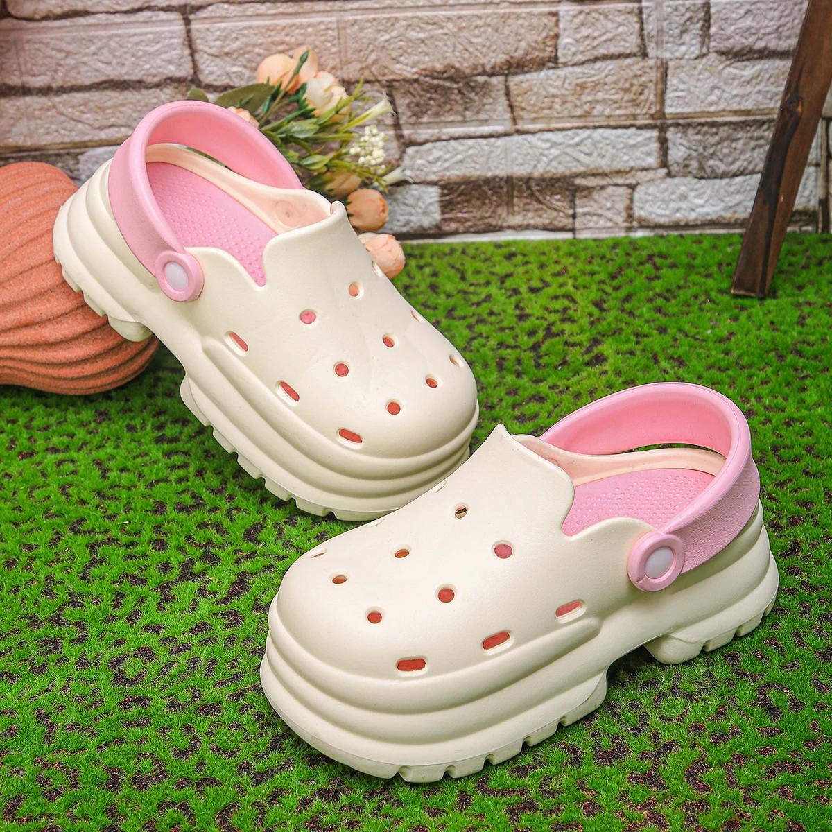 

Новые летние женские туфли с дырочками, повседневные, на платформе, удобные, пляжные туфли 39 розовый