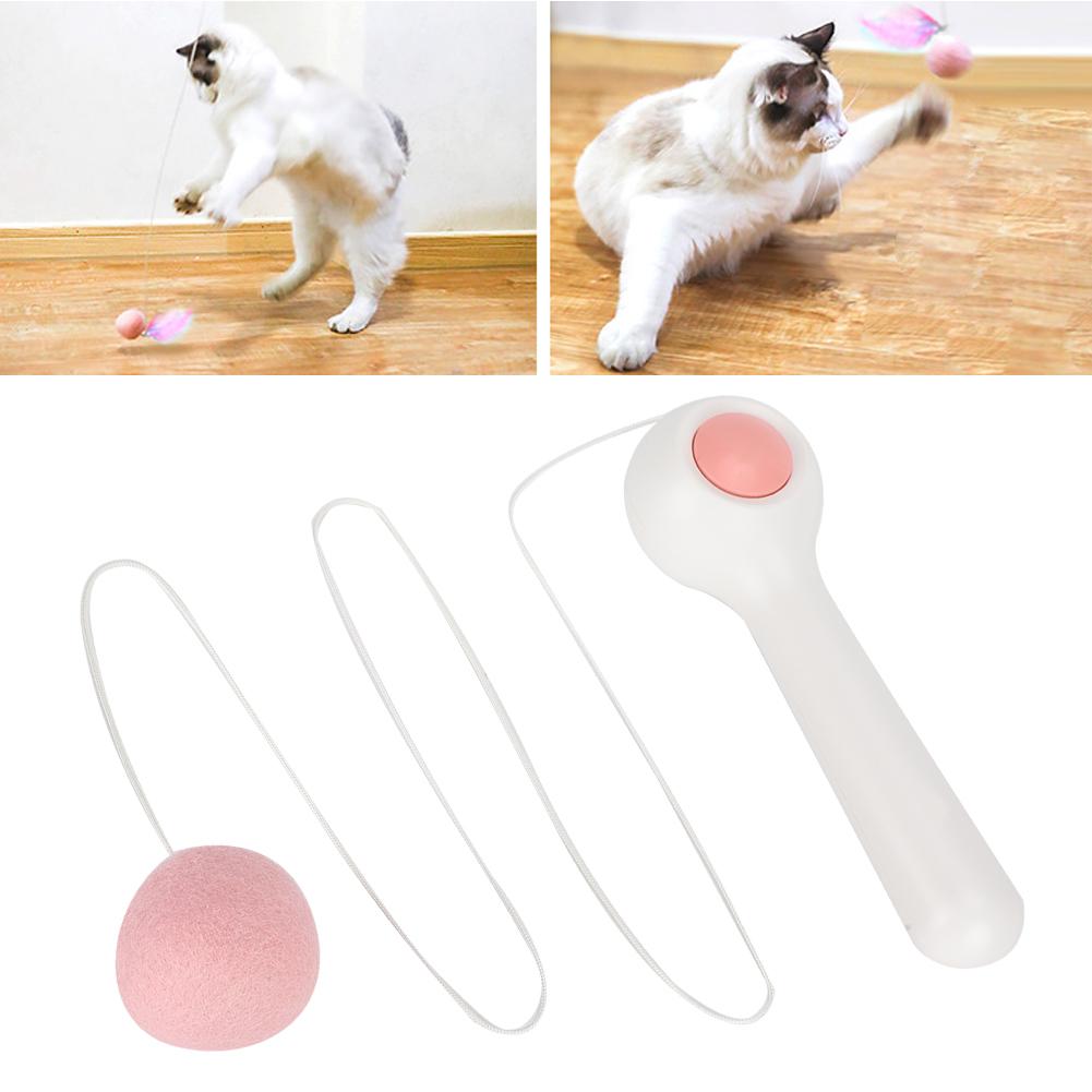 Interaktiver Katzen-Teaser zum Trainieren Katze Teaserstab Einziehbar Kätzchen Feder Spielzeug mit Ball