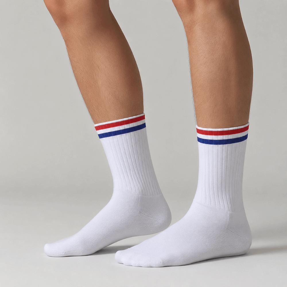 Lightweight Athletic Crew Socks Breathable Road Socks Durable Cycling Socks  For Cycling Stripe