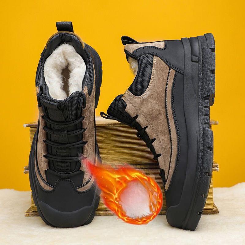 

Зимове Нове Бавовняне Взуття Високі Кеди Чоловічі Товсті Плюшеві Теплі Снігоходи Вуличні Водонепроникні та Морозостійкі Теплі Бавовняні Чоботи 44 дубильна кора