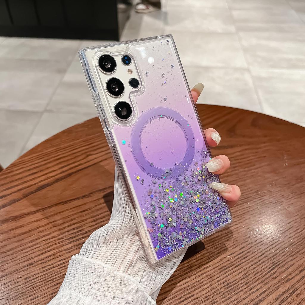 Samsung S25 Ultra Wireless Gradient Epoxy Glitter Case - Magnetic Protective Cover for S24+