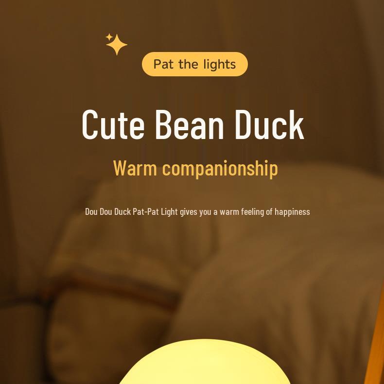 Bean Duck Sleep Companion: Rechargeable Silicone Night Light for Kids - Tap & Portable Warm Bedside Lamp Atmosphere Light