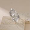 Luxury Leaf Stainless Steel Rings For Women Fashion Gold Plated Leaves Adjustable Open Finger Rings Party Wedding Jewelry Gift