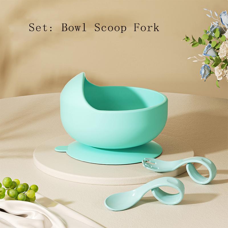 Baby's Complementary Food Bowl Silicone Shatter-resistant Children Tableware Integrated Suction Cup Feed Oneself Training Tool