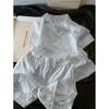 Gentle wind short-sleeved pajamas women's pure cotton can be worn outside cardigan shorts loungewear large size set 1011 new models