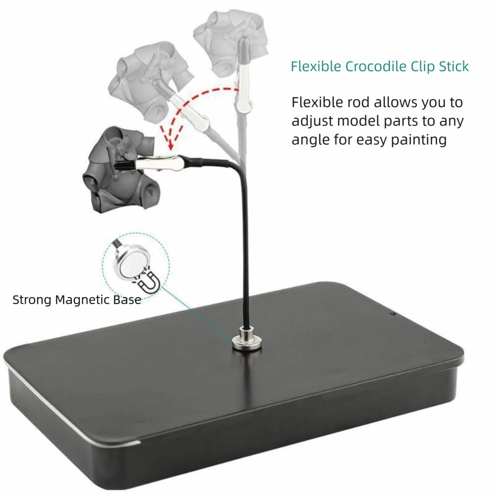 Magnetic Base Holder Bendable Alligator Clip Sticks Model Painting Stand  For Airbrush Spray Hobby