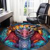 1pc Dragon StainedGlass Office Round Area Rug, Under Office Chairs Bedroom Living Room Home Decor, Room Deco