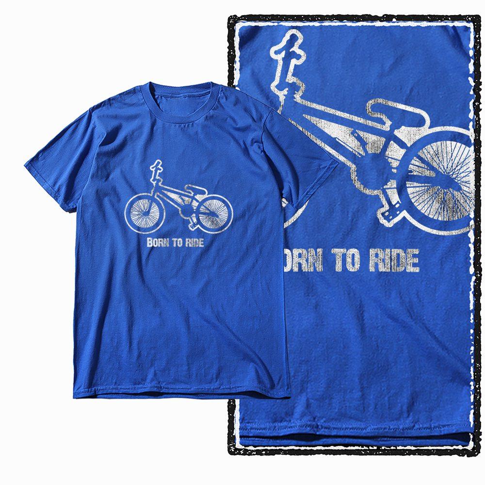 G47 Royal Blue Vintage Streetwear Cotton Men's BMX Bicycle Printed Graphic T-shirt | Big Size Cool O-neck Men's Tee Tshirt