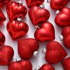 24pcs Red Glitter Love Heart Hanging Ornaments Romantic Heart Balls Christmas Tree Decor DIY Valentines Wedding Party Supplies