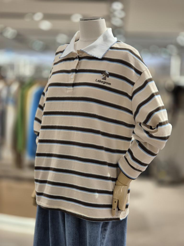 Recovea Girl Embroidered Stripe T-Shirt LG31F4LT515X