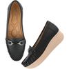 Shoetopai Women'S Black Comfort Loafers  Soft Faux Leather Slip-On Shoes With Cushioned Sole, Casual Footwear Eu37