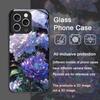 Elegante Custodia in Vetro Temperato con Motivo Floreale di Peonia Bianca per iPhone 17 16 Pro Max 15 14 13 12 11 Mini XS XR 7 8 14Plus Cover