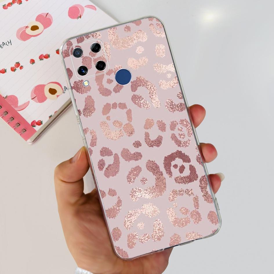 For Realme C15 Case Fashion Marble Butterfly Flower Soft TPU Phone Case For Realme C15 RMX2180 RMX2195 Coque C 15 Silicone Cover