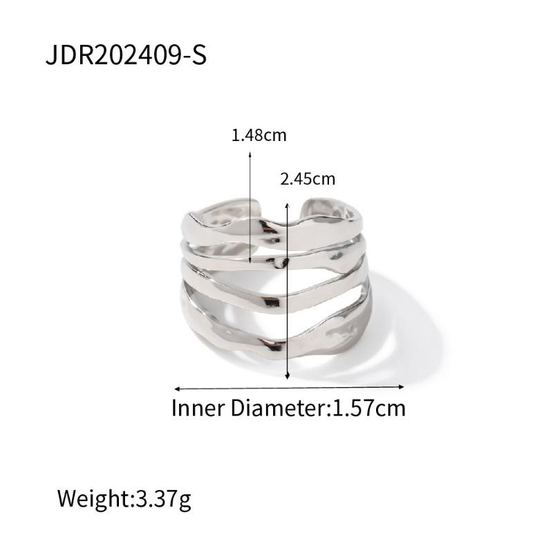 Stainless Steel Geometric Silver Ring - High-end, Niche Finger Ring, Titanium Steel Hand Accessory JDR202409-S