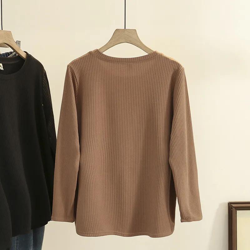 Plus Size Women's Fashion Autumn Long-sleeved T-shirt, Covering Meat and Slimming, with A Bottoming Top