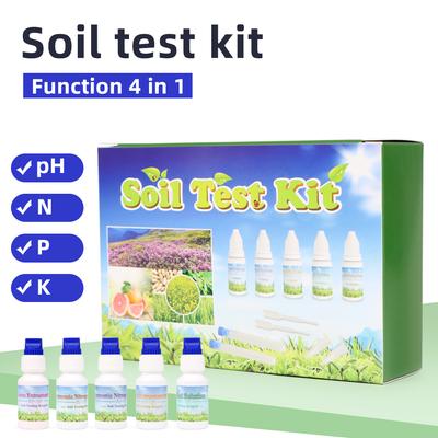 Kit de test de sol Fonction 4 en 1 Ensemble de réactifs PH Azote P K Détecteur de sol Solution liquide de test de pH du sol Pour l'agriculture le jardinage