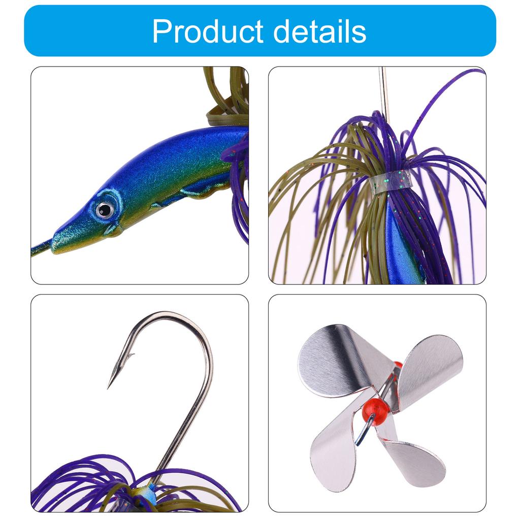 5Pcs Spinnerbait Fishing Lures Kit Fishing Buzzbait Lures Spinner Baits Swim Jigs Fishing Lure for Bass Trout Salmon