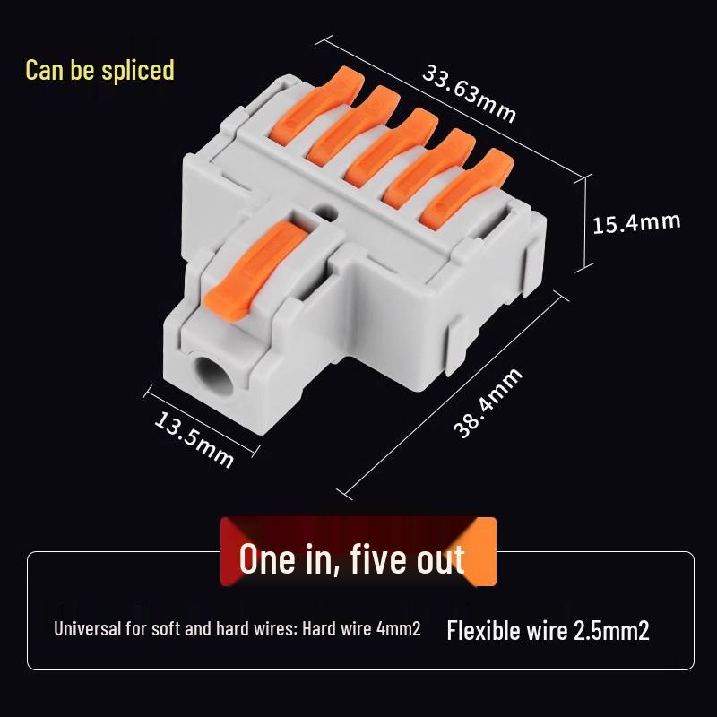 Quick Wire Connector Terminal Block with Test Hole - Junction Box, 2 Inputs, 4/6/8/12 Outputs Terminal Strip