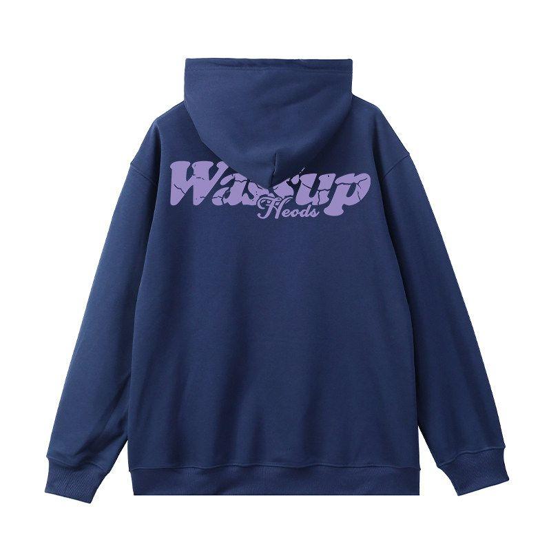 

Wassup Heavyweight American-Style Pullover Sweatshirt for Men and Women, Autumn and Winter Couple Wear Hoodie, American Casual Hooded Jacket Top Navy Blue (Heavyweight Essential) L