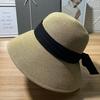 New straw hat seaside hat sun hat foldable large brim bucket hat women's sunscreen ultraviolet sun hat