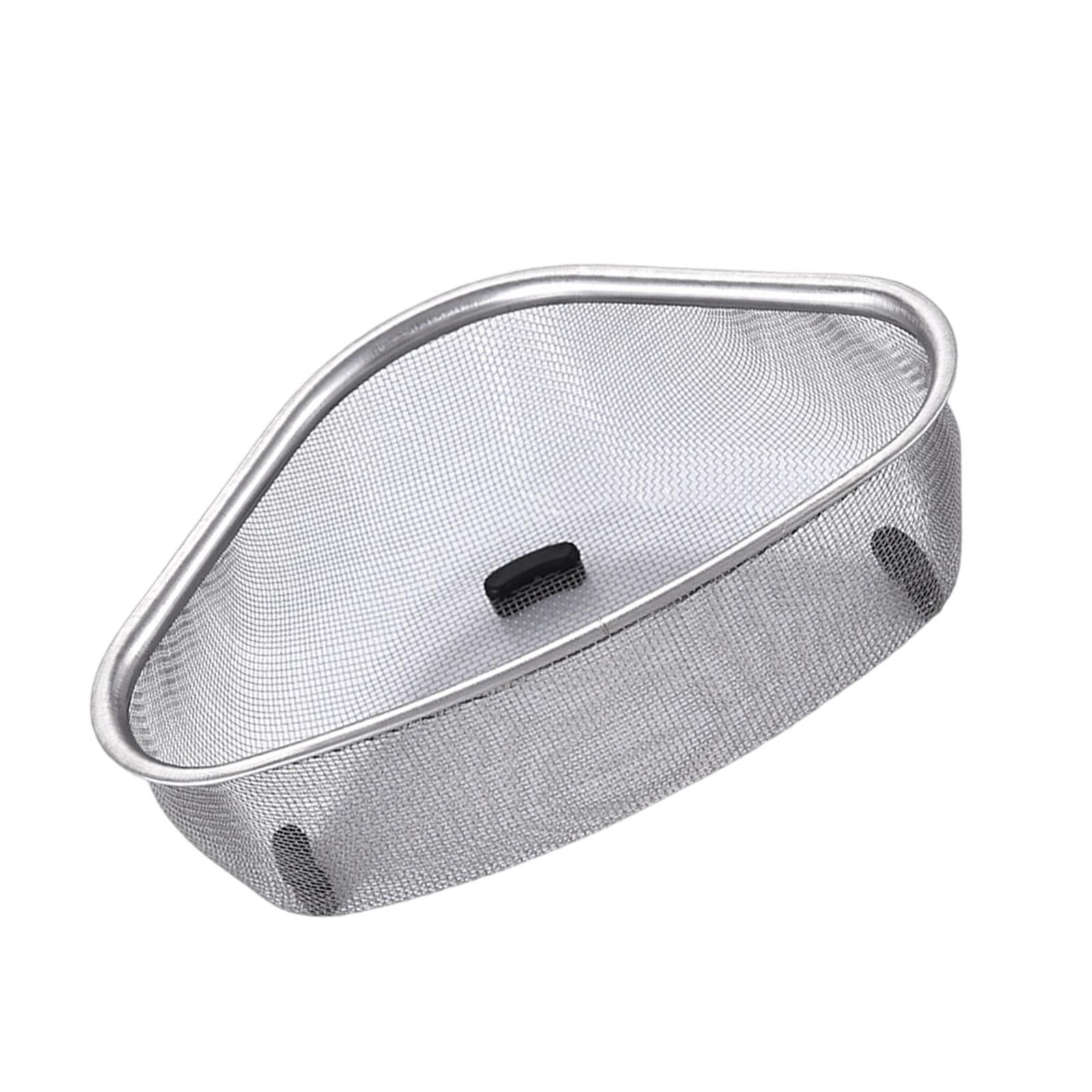 

Stainless Steel Kitchen Drain Basket for Vegetables and Residues Space Saving Triangular Strainer Food Waste Filter A