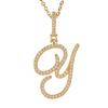 A-Z Cursive Initial Letter Pendant Necklace For Women Simple Rope Chain Pendant Necklace Jewelry Gift