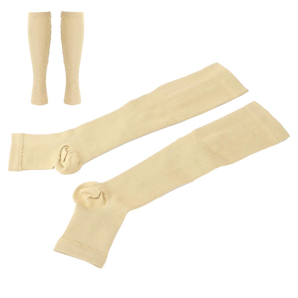 Breathable Compression Stockings Zipper Design Knee High Length Sports Pressure HoseL XL