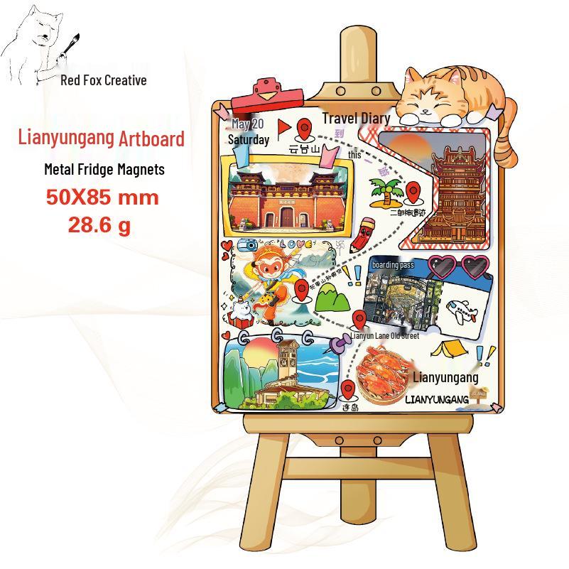 Nanjing and Suzhou Wooden Magnet: Cultural Travel Souvenir Decorative Sticker
