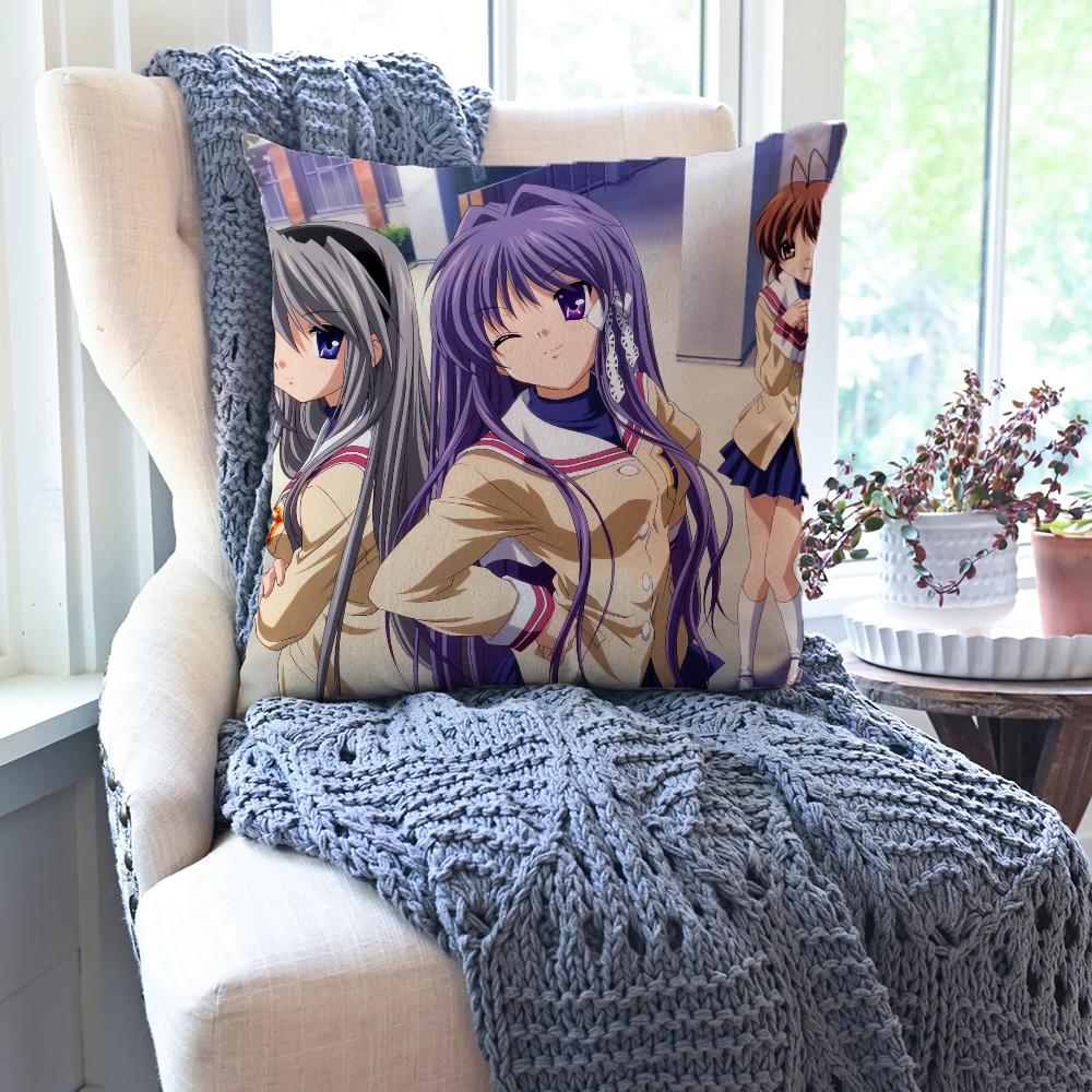 Japansk Anime Clannad Kuddfodral Fyrkantig Kudde Sovrum Soffa Fritid Komfortkudde Bil Vardagsrum Heminredning 40X40