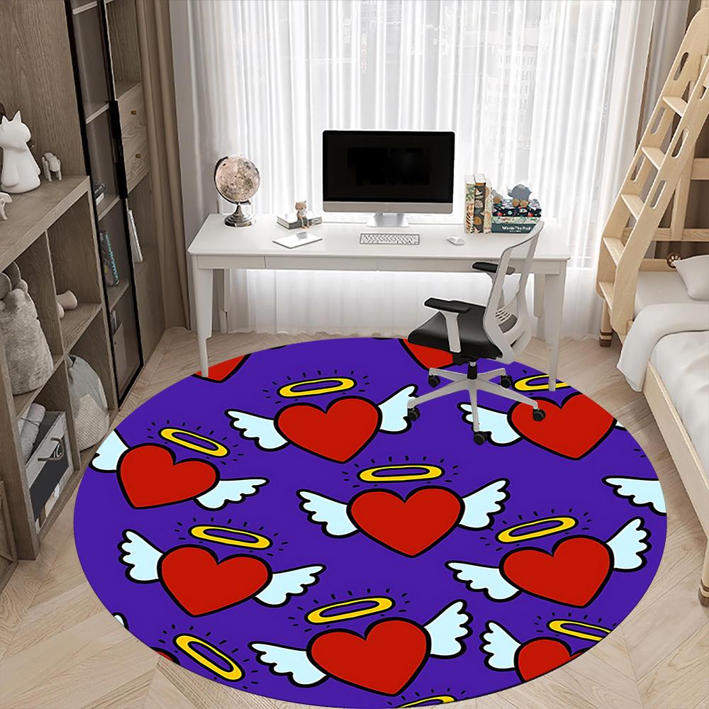 1pc Heart Wings Purple Background Chair Carpet for Office, Non-slip, Soft and Durable Office Rug for Interior Decoration, Perfect for Office