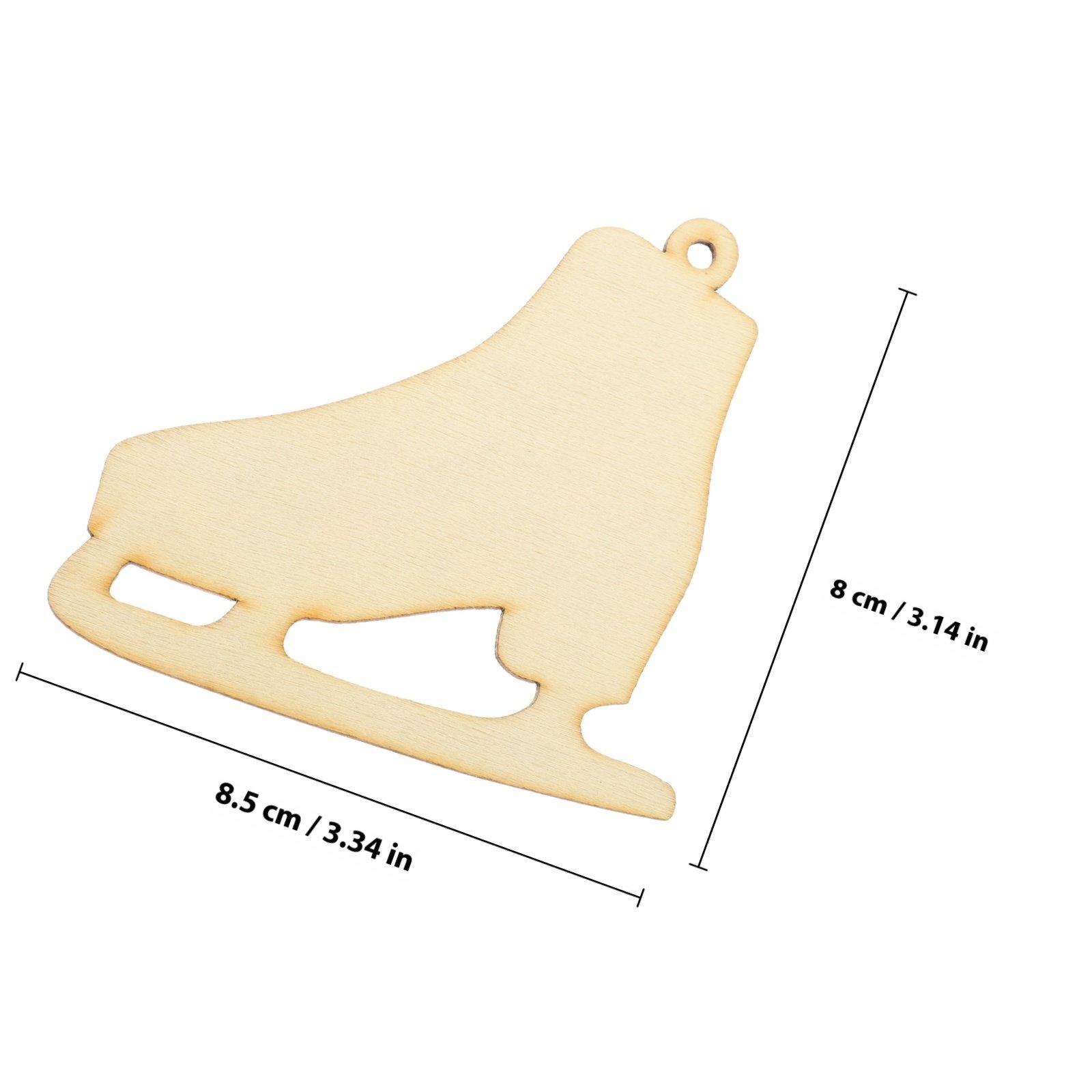 

20 set Wooden Ice Skates Hanging Decor Diy Unfinished Wood Slices Christmas Decoration Graffiti Pendants Party Diy Supplies светло-коричневого