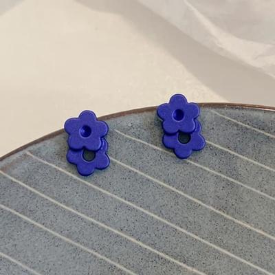 Women's Daily Sweet Blue Mini Flower Silver Needle Earrings