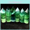 Unique Natural Green Fluorite Quartz Crystal Healing Wand With Stylish Hexagonal Design