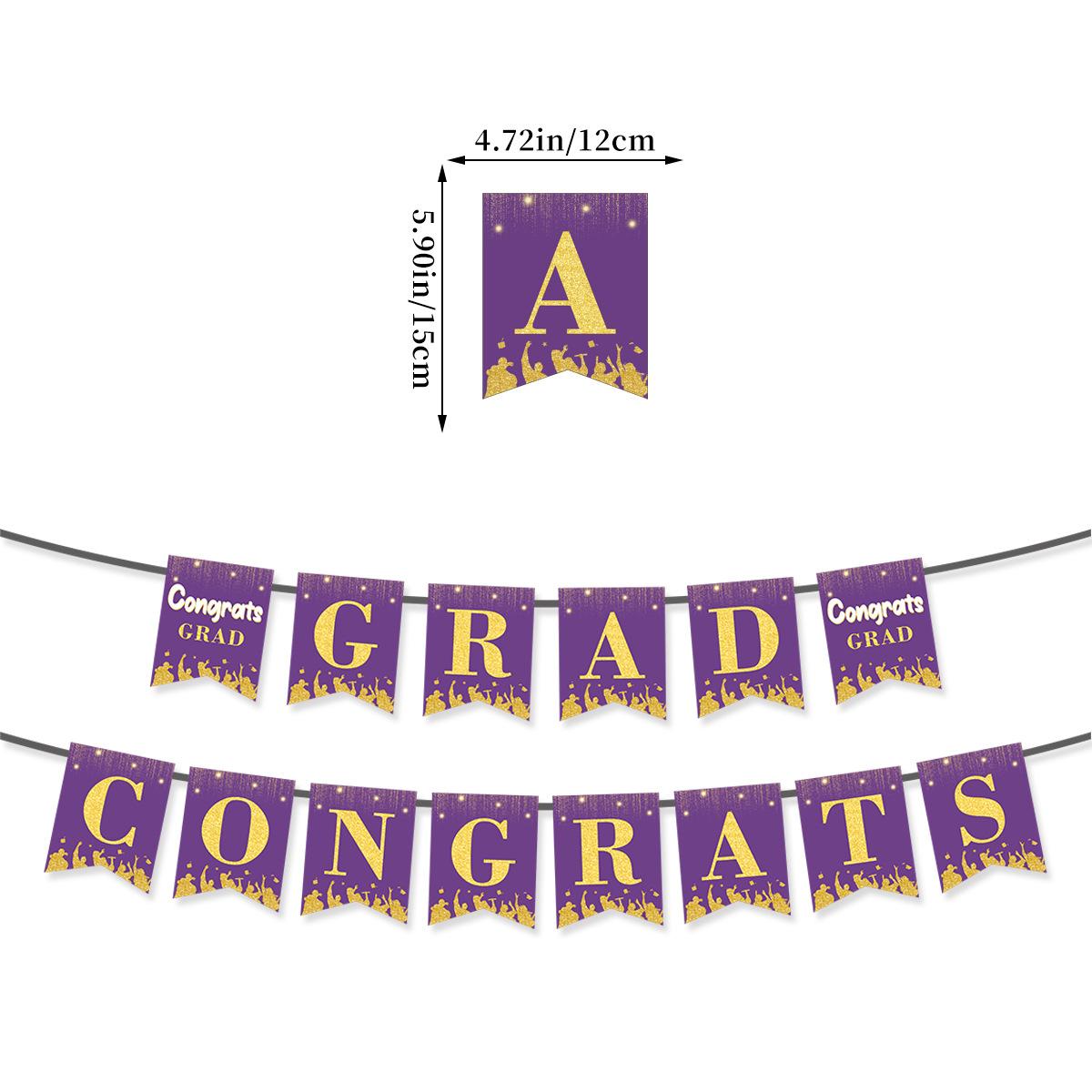 

26 Сезон випускного Тематична вечірка Декорація Прапор Шкільна зустріч Оформлення Багатоколірний випускний прапор 2026 purple graduation flag