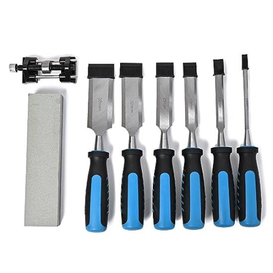 Rikopin Woodworking Chisel Set with Sharpening Stone 38mm Professional Grade Set Sharpening Stone - 6mm, 13mm, 19mm, 25mm, 32mm, - - 6-Piece (with -