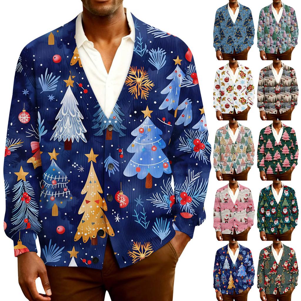 Herre Cardigan med lange ermer i ribbestrikk