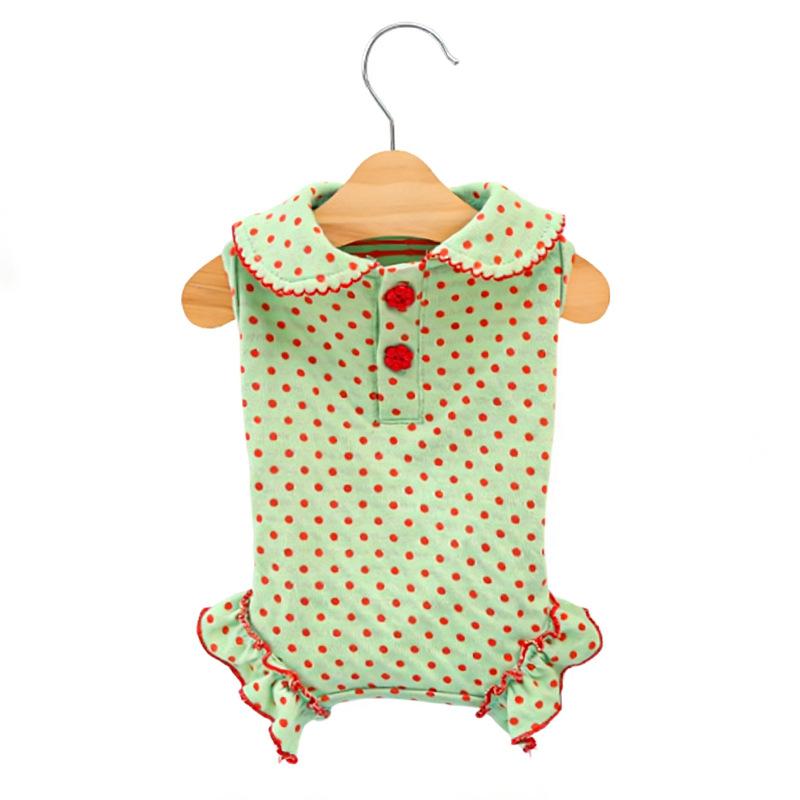 Cotton Summer and Spring Dog Polka Dot Tunic-style Pet Doll with A Collar and Four Legs. Cute Cat.