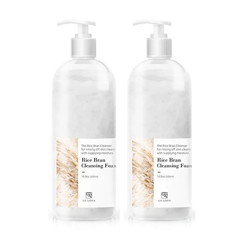 

US LOHA Large Capacity Rice Bran Cleansing Foam 500ml x 2 / Removes sebum and impurities without tightness